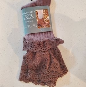 Crew length lace boot socks